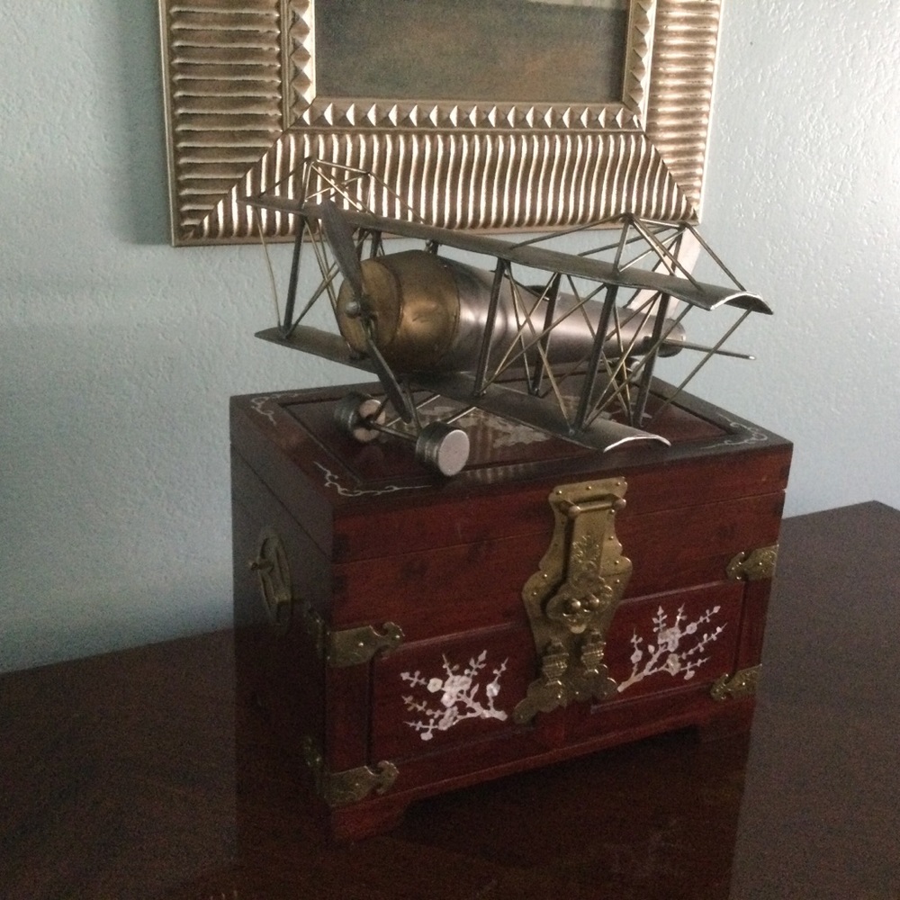 Metal Bi-Plane airplane 17”/16” Excellent condition